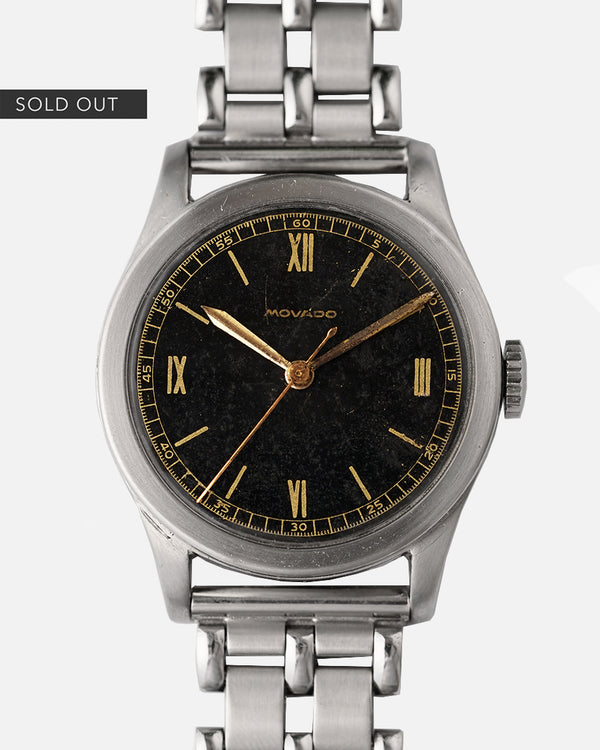 1930s Movado Black Gilt Dial | Wide Flat Bezel | Ref. 12726 | Cal