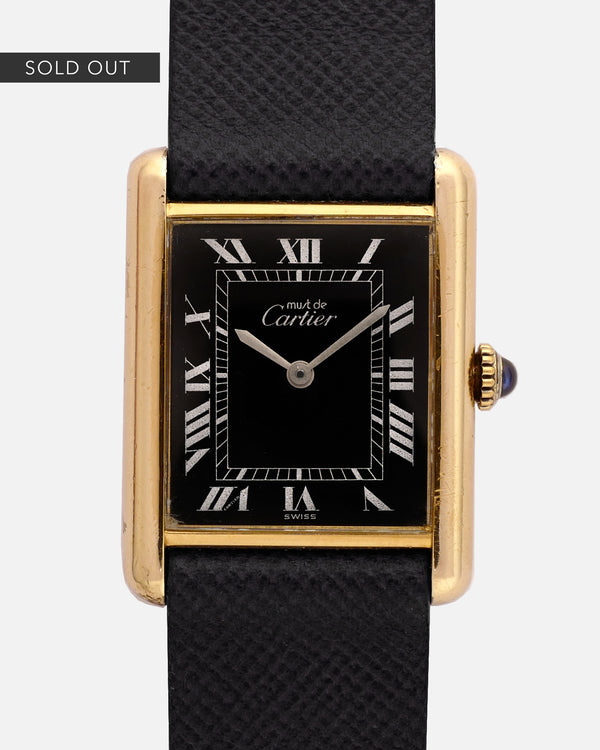 1970s Must de Cartier Tank | Mécanique | Onyx Lacquer Dial | 18k