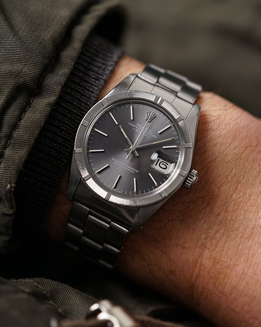 1975 Rolex Oyster Perpetual Date - 'Soleil Sigma' Grey Dial | Ref. 1501 | Cal. 1570 | Riveted Bracelet + Box