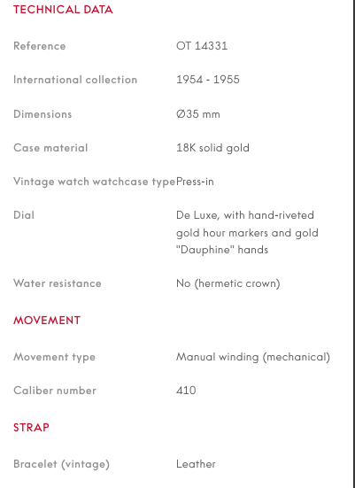 *RARE* 1954 Omega Black Honeycomb Dial | Possibly Unique Piece | Ref. OT 14331 | 18Kt Pink Gold | No-Lume | De Luxe, With Hand‑Riveted Gold Markers