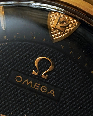 *RARE* 1954 Omega Black Honeycomb Dial | Possibly Unique Piece | Ref. OT 14331 | 18Kt Pink Gold | No-Lume | De Luxe, With Hand‑Riveted Gold Markers