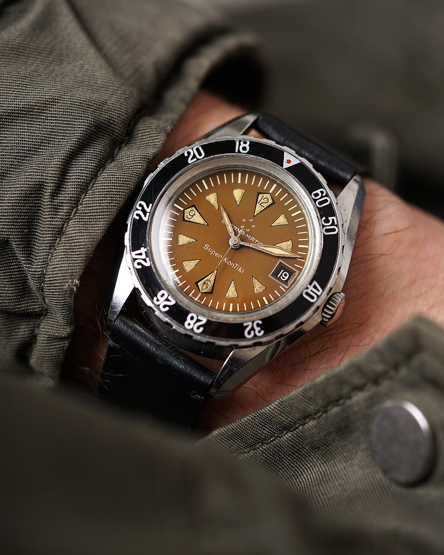 1960s Eterna-Matic Super-Kontiki |  Glossy Caramel Tropical | Ref. 130PTX/1 | Jumbo 40mm | With Box + OEM Bezel