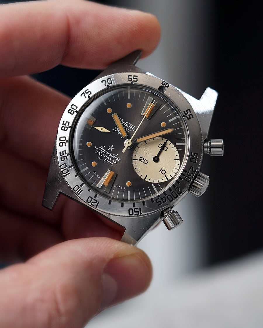 *NEAR MINT* 1960s Aquastar Deepstar 'Rally' Chronograph by Duward | Big Eye  | Valjoux 23