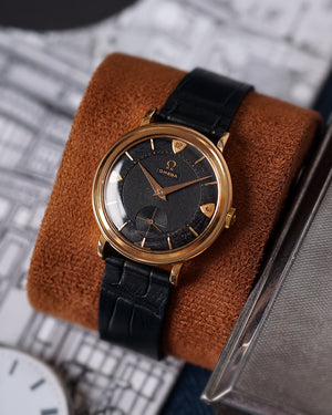*RARE* 1954 Omega Black Honeycomb Dial | Possibly Unique Piece | Ref. OT 14331 | 18Kt Pink Gold | No-Lume | De Luxe, With Hand‑Riveted Gold Markers