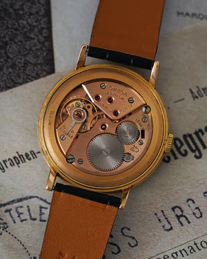 *RARE* 1954 Omega Black Honeycomb Dial | Possibly Unique Piece | Ref. OT 14331 | 18Kt Pink Gold | No-Lume | De Luxe, With Hand‑Riveted Gold Markers