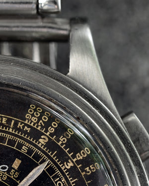 *VERY RARE* 1938 Movado Chronograph | Multi-Scale Gilt Galvanic Black Dial | Ref. 19005  Cal. M90  | Stepped Case