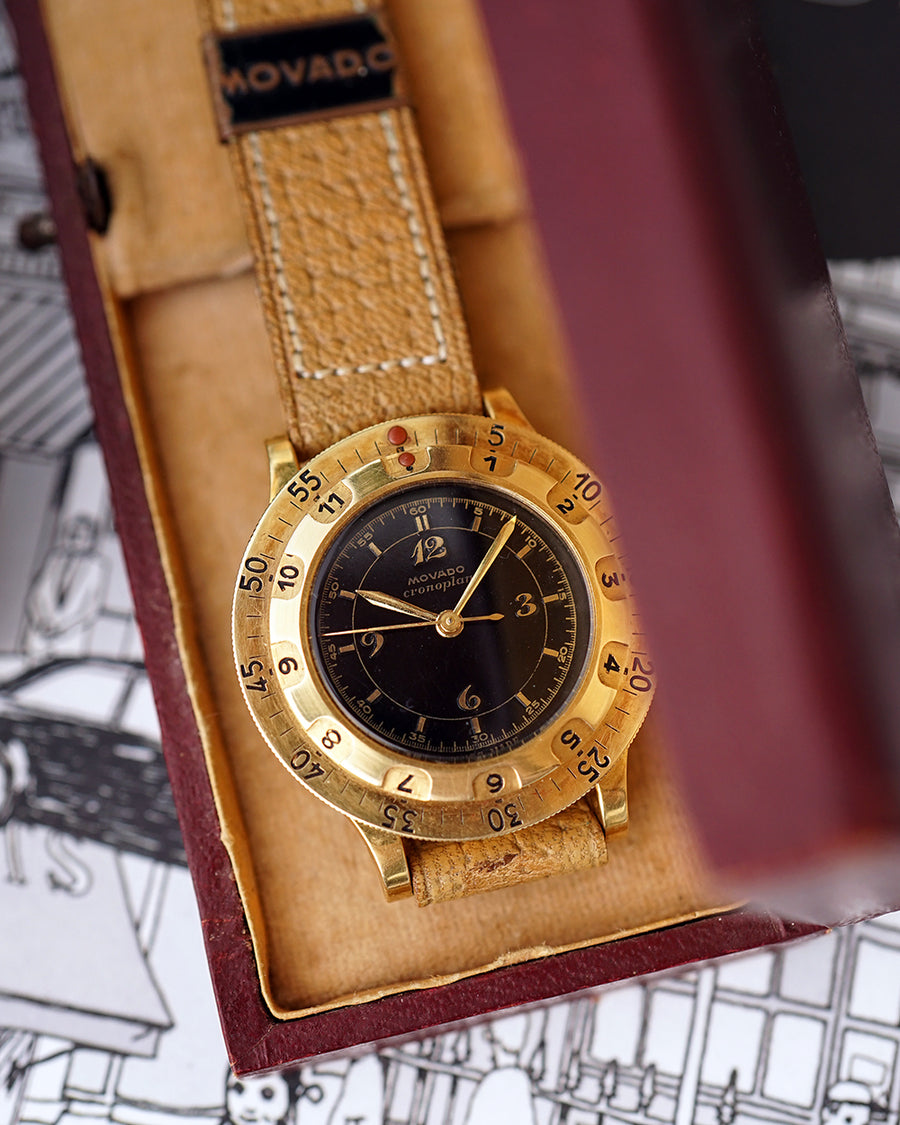 *MUSEUM GRADE* 1930s Movado Cronoplan | Black Glossy Sector Dial & Breguet Numbers | Ref. 1765 | Cal. 150MN