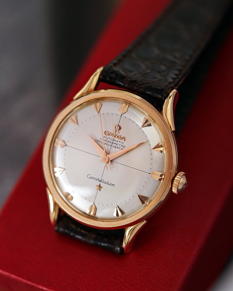 MINT* 1956 Omega Constellation French Case | 18K Pink Rose Gold | No-Lume Two-Tone Dial | With Box