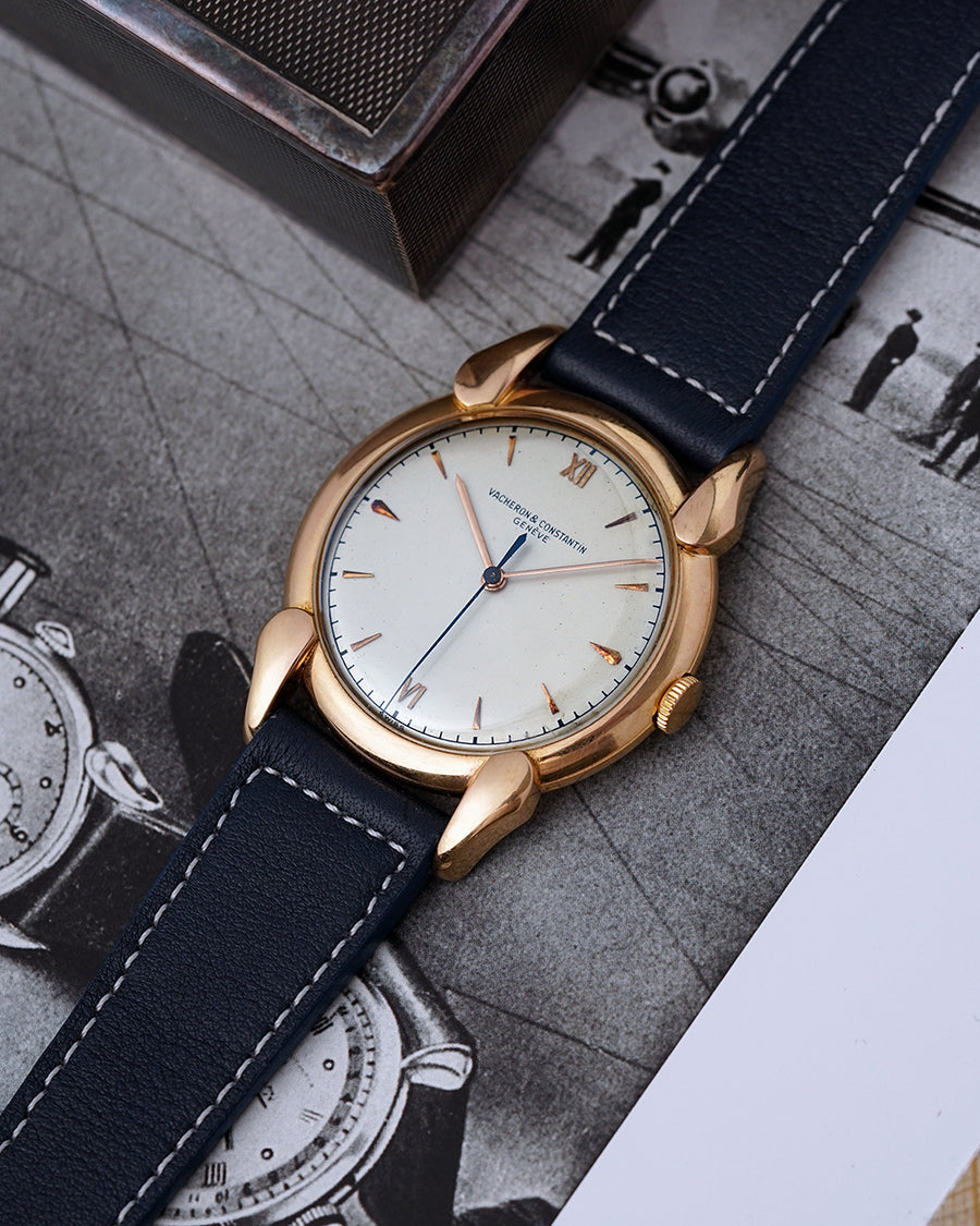 *RARE* 1940s Vacheron Constantin Cornes de Vache | Jumbo 37.5mm | 18Kr Pink Gold | Hard Enamel Dial