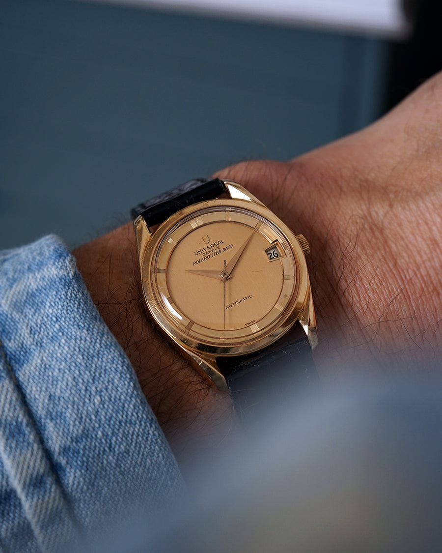 1960s Universal Genève Polerouter Date | Pink-On-Pink 18K Rose Gold