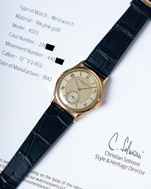 1942 Vacheron Constantin “Calatrava Style” | Ref. 4073 | 18Kt Pink Gold | 32.8mm | Extract From Archives
