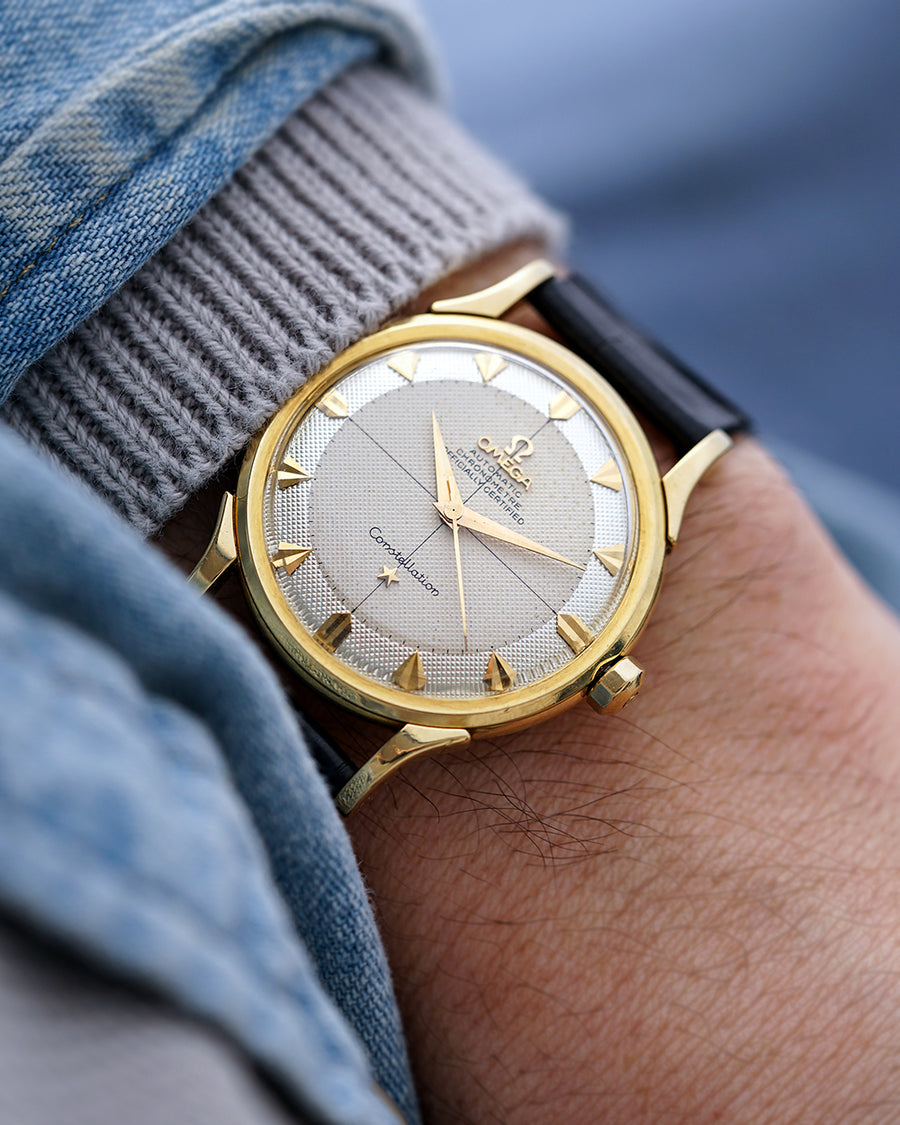 1954 Omega Constellation Honeycomb Dial |  Ref. 2648 SC | 18Kt Yellow Gold | No-Lume | Rare Arrow-head Markers