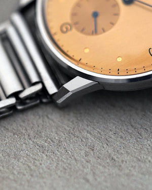 NOS* 1944 Longines Peach-Salmon Dial | Faceted Lugs | Ref.4730 | Cal. 23M | Gay Frères Bamboo Bracelet | Extract From Archives and Box