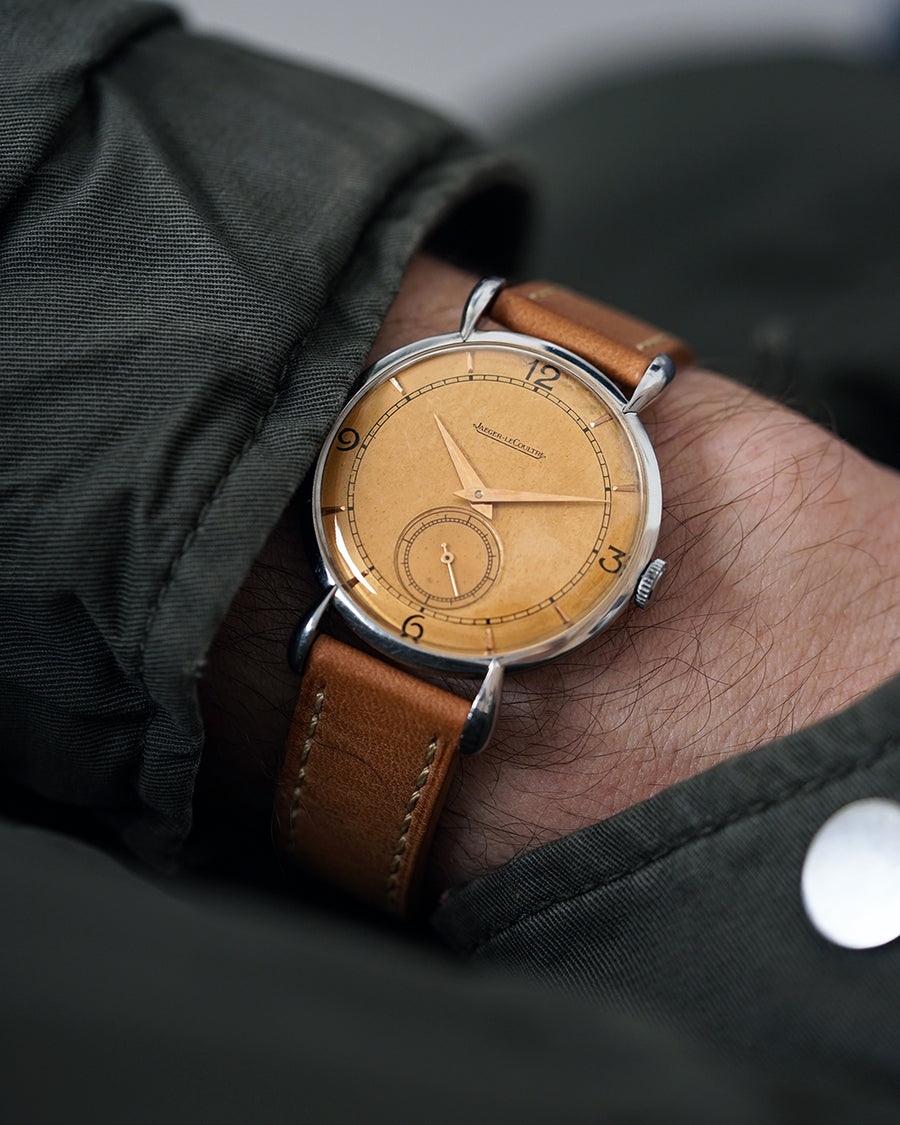 1940s Jaeger-LeCoultre Teardrop Lugs | Salmon Dial | Large 35mm Stainless Steel