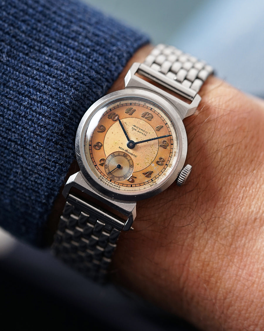 1940s Movado Acvatic - Applied Breguet Numbers | Two-Tone Fab.Suisse Dial | François Borgel Case | Ref. 11729 | Cal.150