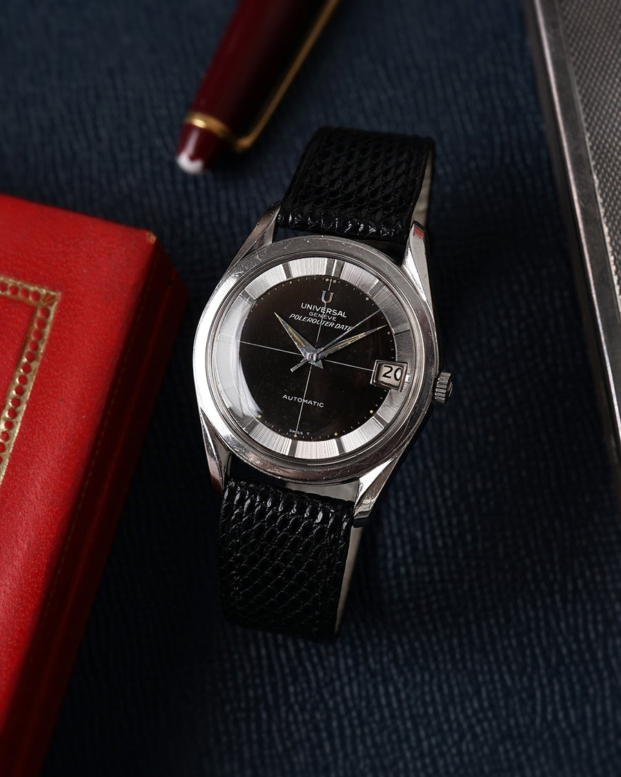 1964 Universal Genève Polerouter Date | Glossy Black Dial | Ref. 869111/04 | With Original Buckle and Strap