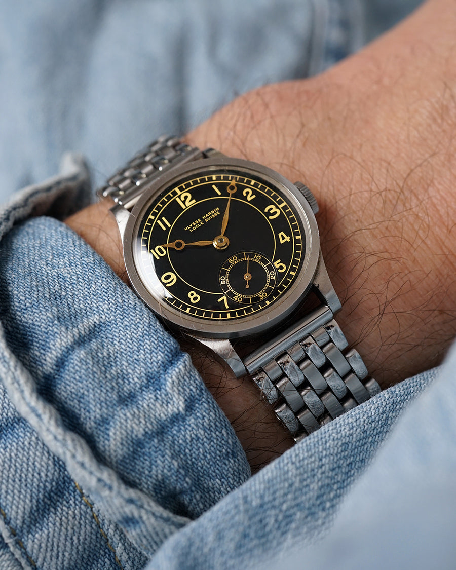 *MINT* 1930s Ulysse Nardin ´Calatrava´ | Glossy Gilt Dial - Breguet Hands | Flat Bezel | Staybrite