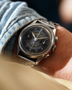 1940s Tissot Chronograph 15TL / 33.3 | Multi-Color | Two-Tone Dial | Rare Faceted Lugs | 37.5mm