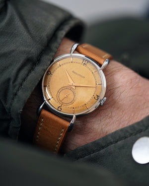 1940s Jaeger-LeCoultre Teardrop Lugs | Salmon Dial | Large 35mm Stainless Steel