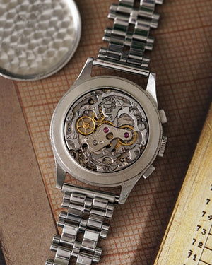 *VERY RARE* 1938 Movado Chronograph | Multi-Scale Gilt Galvanic Black Dial | Ref. 19005  Cal. M90  | Stepped Case
