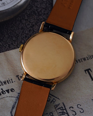 *RARE* 1954 Omega Black Honeycomb Dial | Possibly Unique Piece | Ref. OT 14331 | 18Kt Pink Gold | No-Lume | De Luxe, With Hand‑Riveted Gold Markers