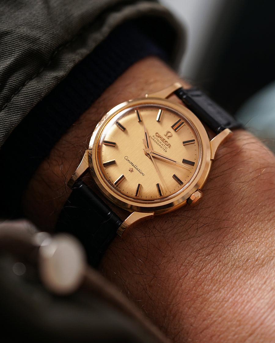 NOS* 1961 Omega Constellation Deluxe |  Ref.14381 82 SC | 18Kt Pink on Pink Gold | No-Lume Onix Indices | Full Set - Box and Papers