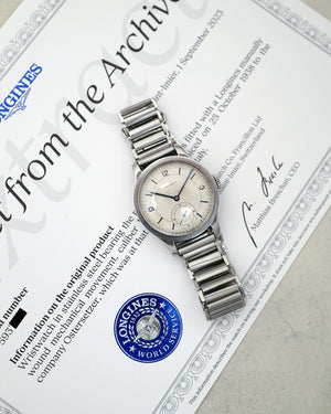 1938 Longines 'Sector Dial' | Flat Bezel | Ref.2326| Cal. 1268z | Gay Frères Bamboo Bracelet | Extract From Archives