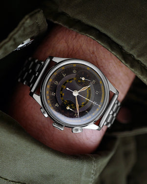 1940s Tissot Chronograph 15TL / 33.3 | Multi-Color | Two-Tone Dial | Rare Faceted Lugs | 37.5mm