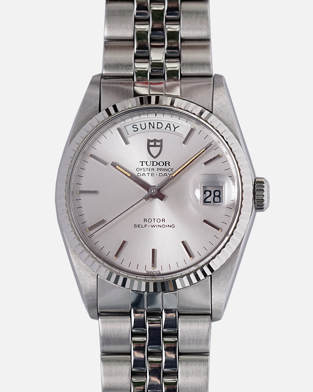 *NOS* 1987 Tudor Date-Day 36mm | White Gold Fluted Bezel | Double Box + Tag + Booklet | Ref. 94614