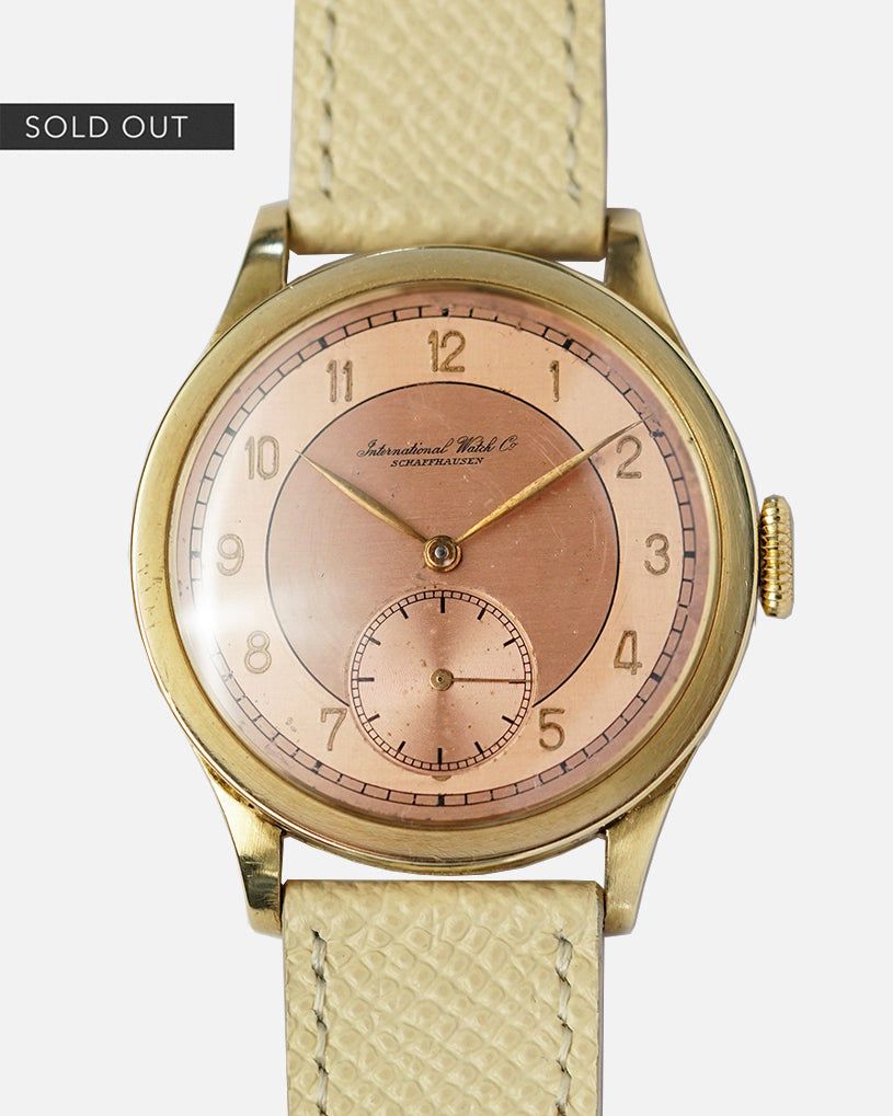 1939 IWC Two-Tone Salmon Dial | Flat Bezel - Calatrava Style | Applied Numbers | Cal.83 | Yellow Gold 35mm