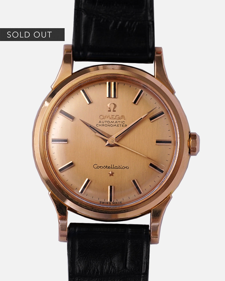 NOS* 1961 Omega Constellation Deluxe |  Ref.14381 82 SC | 18Kt Pink on Pink Gold | No-Lume Onix Indices | Full Set - Box and Papers