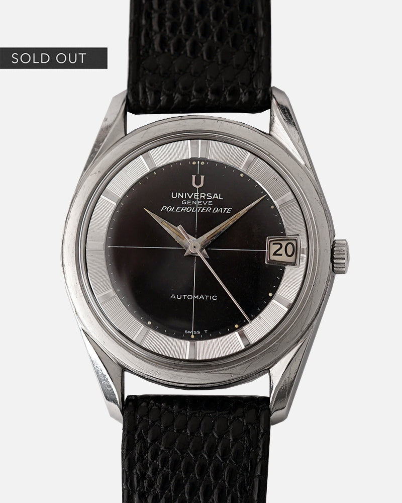 1964 Universal Genève Polerouter Date | Glossy Black Dial | Ref. 869111/04 | With Original Buckle and Strap