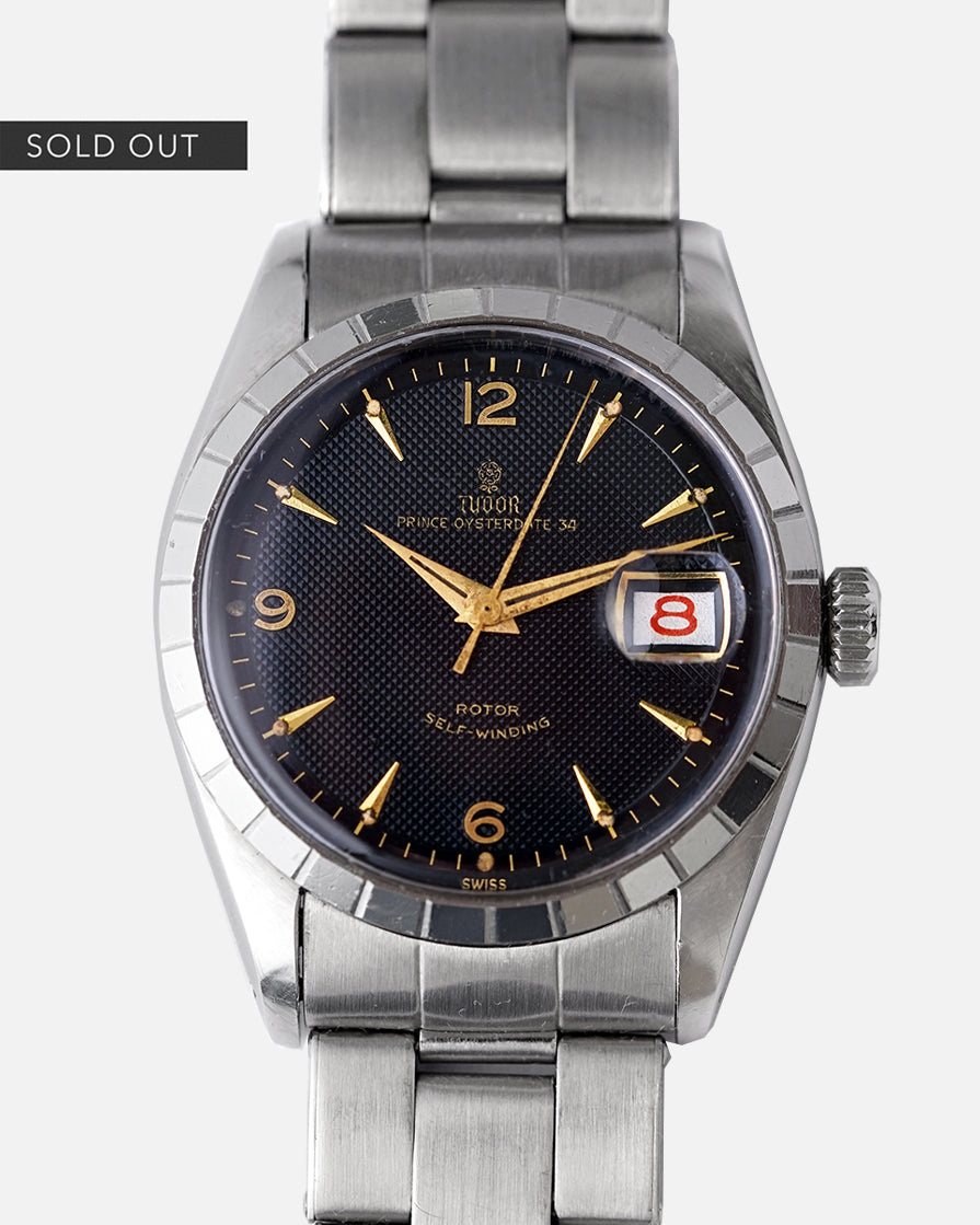 *RARE* 1959 Tudor Prince Oysterdate 34 | Two-Tone Glossy Black Honeycomb Dial | Ref. 7944