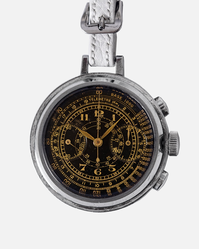 *RARE* 1940s Berthoud Geneve ¨Universal Genève¨ Pocket Chronograph | Multi-Scale GLOSSY GILT Snail Dial |  Ref. 5610 | Caliber 385