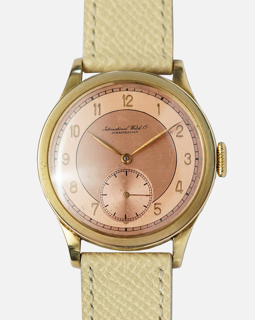 1939 IWC Two-Tone Salmon Dial | Flat Bezel - Calatrava Style | Applied Numbers | Cal.83 | Yellow Gold 35mm