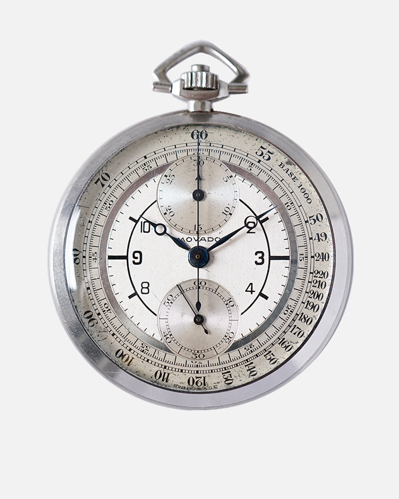 1930s Movado Chronograph Pocket Watch | Three-Tone Sector Dial & Breguet Hands | Staybrite