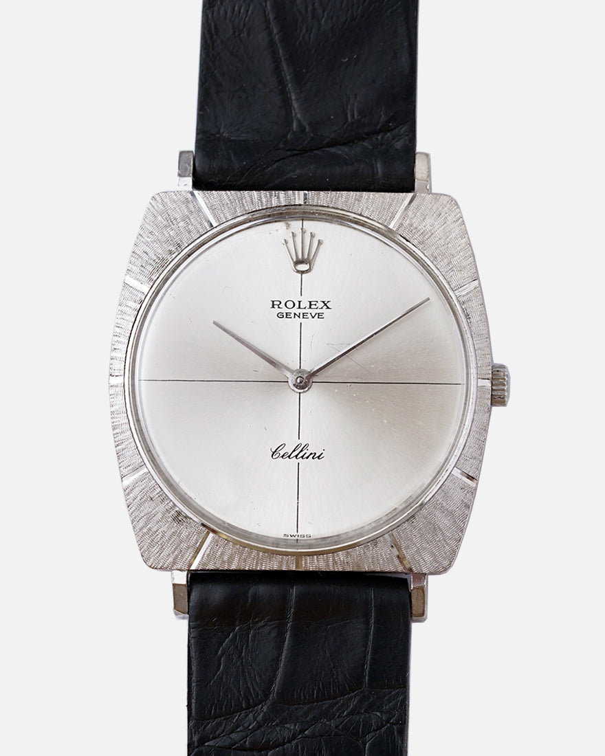 1969 Rolex Cellini Bark Finish | Ref. 3714 | 18Kt White Gold | Complete Full Set: Box, Rolex Guarantee, Buckle, Original sale Receipt