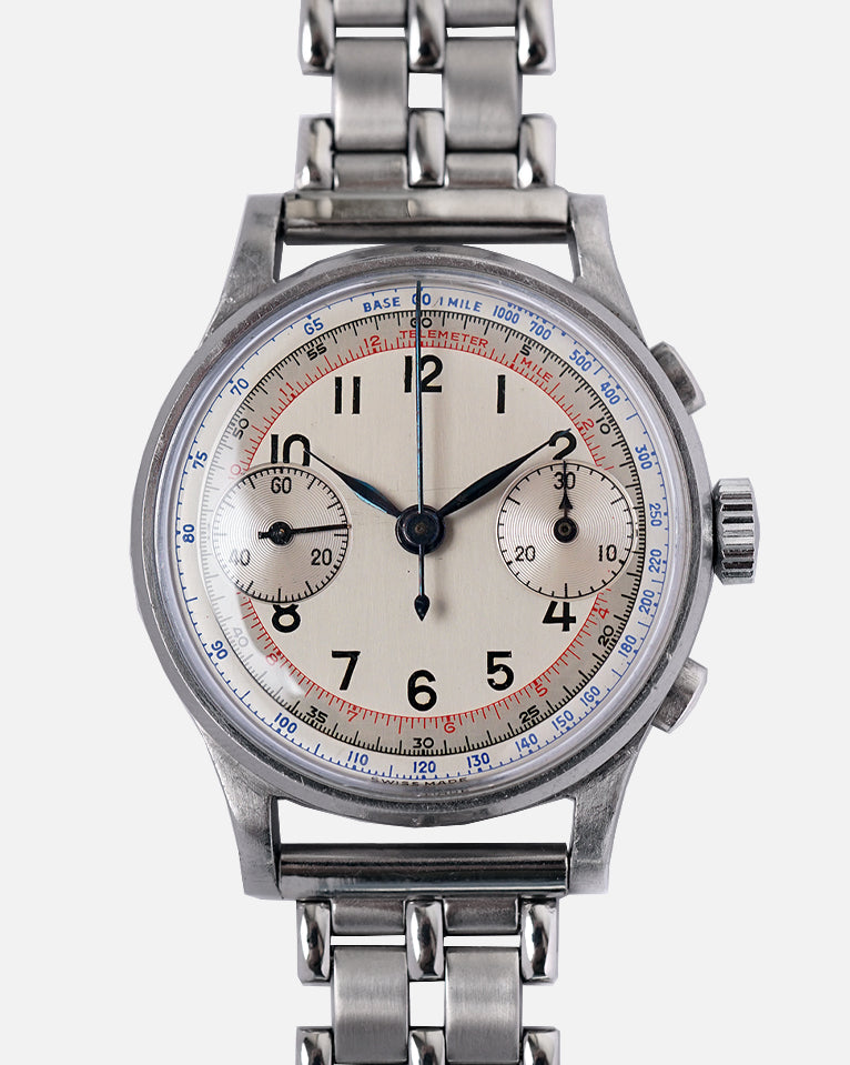 1940s Anonymous Chronograph Valjoux 22 | Two-Tone Three-Color Dial | 35mm Stainless Steel