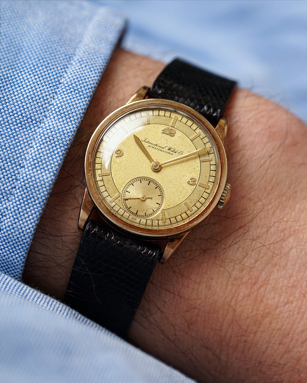1930s IWC Two-Tone Sector Lemon Dial | Applied Breguet Numbers | Cal.83 | Raimbow Gold Patina