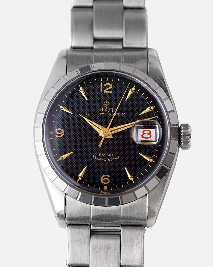 *RARE* 1959 Tudor Prince Oysterdate 34 | Two-Tone Glossy Black Honeycomb Dial | Ref. 7944