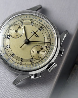 1940s Tissot Chronograph 15TL / 33.3 | Pulsations Dial | Two-Tone Dial | Rare Faceted Lugs | Unique Roman and Arabic Numbers