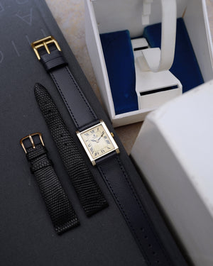 *MINT*1960s Universal Genève 'Tank Style' | Breguet Hands | Ref.60602 | 14Kt Gold | With Box, Original Strap and Signed Buckle.