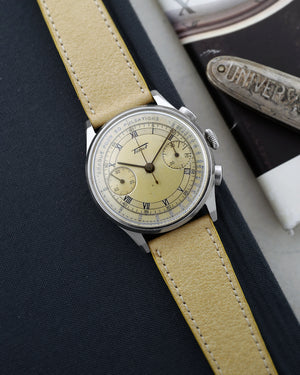 1940s Tissot Chronograph 15TL / 33.3 | Pulsations Dial | Two-Tone Dial | Rare Faceted Lugs | Unique Roman and Arabic Numbers