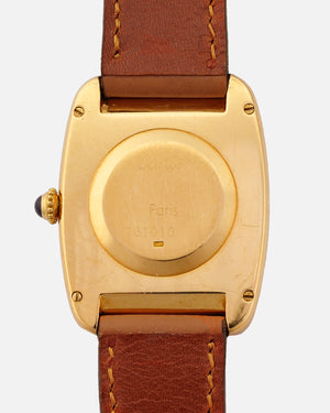 1970s Cartier Incurvée | Faberge Mark 1 Dial - Early Production | Paris Dial | Mécanique | 18kr Yellow Gold | With Box and Two New Straps