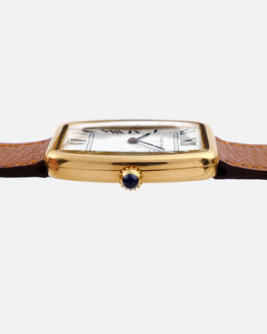 1970s Cartier Incurvée | Faberge Mark 1 Dial - Early Production | Paris Dial | Mécanique | 18kr Yellow Gold | With Box and Two New Straps