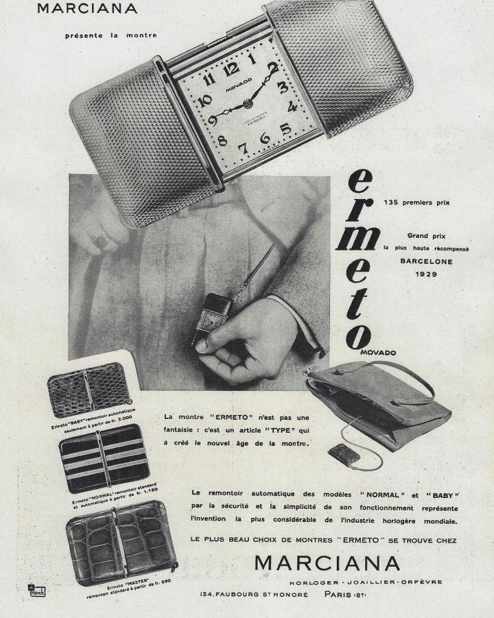 1930s Movado Ermeto | Sterling Silver 935 | Rare Black Lacquered Dial