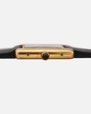 1970s Must de Cartier Tank | Mécanique | Onyx Lacquer Dial | 18k Vermeil