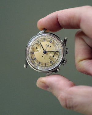 1940s Tissot Chronograph 15TL / 33.3 | Pulsations Dial | Two-Tone Dial | Rare Faceted Lugs | Unique Roman and Arabic Numbers