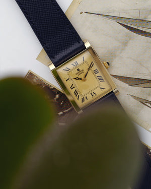 *MINT*1960s Universal Genève 'Tank Style' | Breguet Hands | Ref.60602 | 14Kt Gold | With Box, Original Strap and Signed Buckle.
