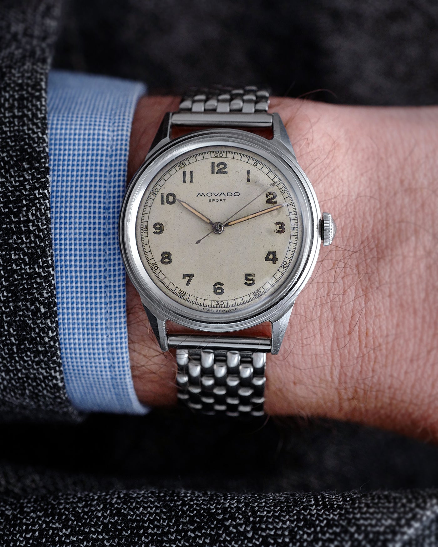 Step Bezel 1950s Movado Sport | François Borgel Case | Rare Jumbo 35mm Stepped Be ...